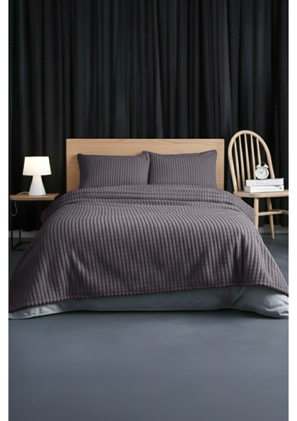 Modern Line 3 Parça Battaniye Seti - Füme