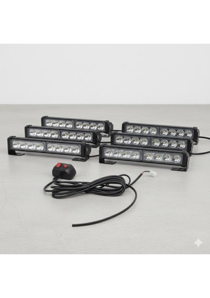 6'lı 48 Ledli Çakar Lamba Kırmızı-Kırmızı Su Geçirmez Çakar Modlu