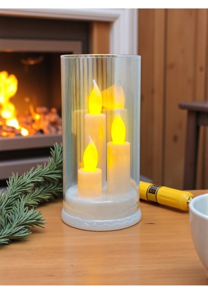 Huzurun Işığı 3 Mumlu Kandil Görünümlü Dumansız LED Lamba 16 cm x 8,3 cm modelleri