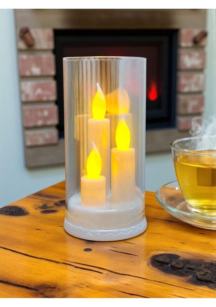Huzurun Işığı 3 Mumlu Kandil Görünümlü Dumansız LED Lamba 16 cm x 8,3 cm fırsatları