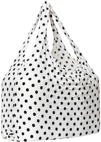 Büyük Boy Genişleyen Puantiyeli Beyaz Alışveriş Çantası fiyatları