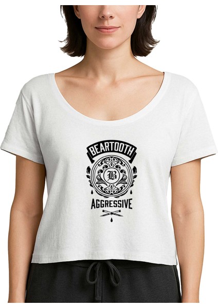 Beartooth Aggressive Beyaz Kadın Tişört