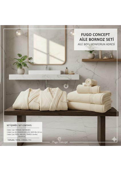 Kabartma Yaprak Desenli Çift Bornoz Seti | Beyaz & Gri/bej modelleri