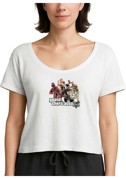 Grand Theft Auto Five Team Beyaz Kadın Tişört