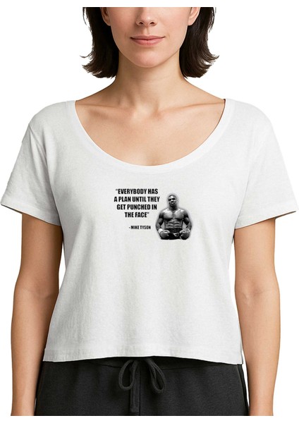Mike Tyson Fighter Quote Beyaz Kadın Tişört