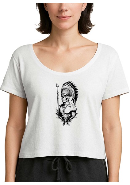 Kızıldereli Skull Warrios Beyaz Kadın Tişört