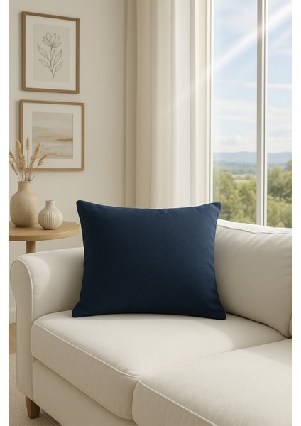 Kadife Kırlent Kılıfı Lacivert V1 40X50