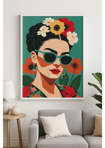 Frida Kahlo - Modern Kadın Portre Duvar Tablosu (Çerçeveli)