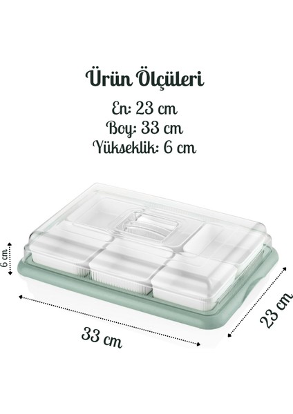 6 Lı Sert Plastik Tepsili Çerezlik Sunumluk Kahvaltılık - Kare Kahvaltılık Kase Saklama Kabı