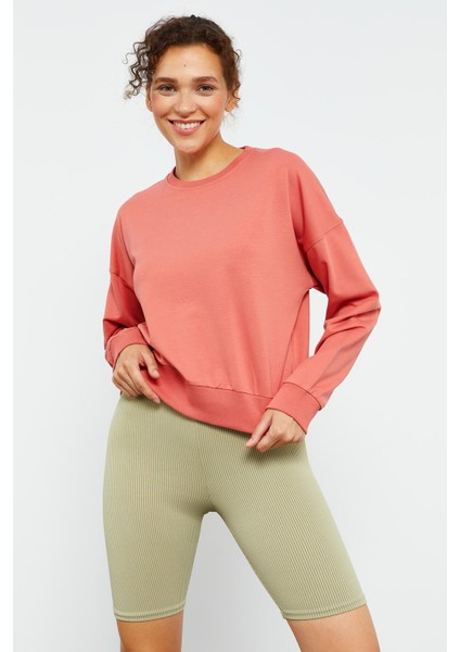 Pudra Basic Rahat Form O Yaka Kadın Sweatshirt - 97114