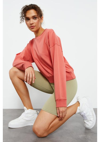 Pudra Basic Rahat Form O Yaka Kadın Sweatshirt - 97114