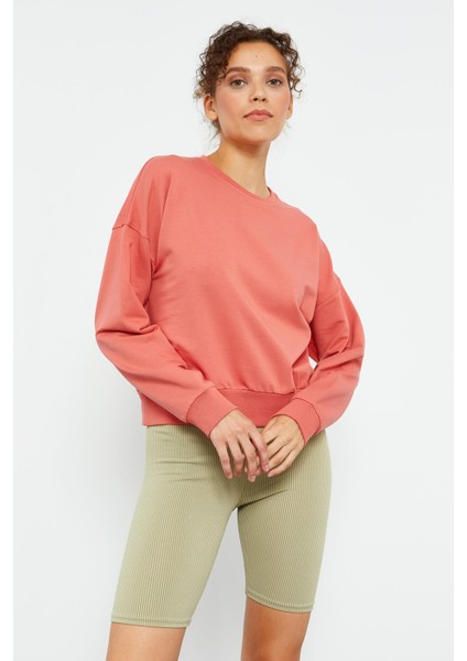 Pudra Basic Rahat Form O Yaka Kadın Sweatshirt - 97114