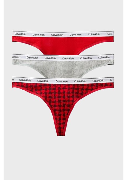 Logolu Elastik Bel Bantlı Pamuklu Tanga 3 Pack Külot 000QD5209E31W Bayan Külot 000QD5209E 31W