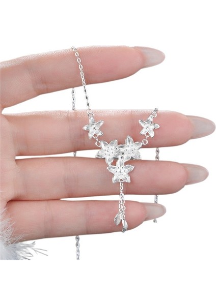 999 Ayar Gümüş Beş Çiçekli Püskül Kolye - Şık Köprücük Zinciri (Yurt Dışından) fiyatları