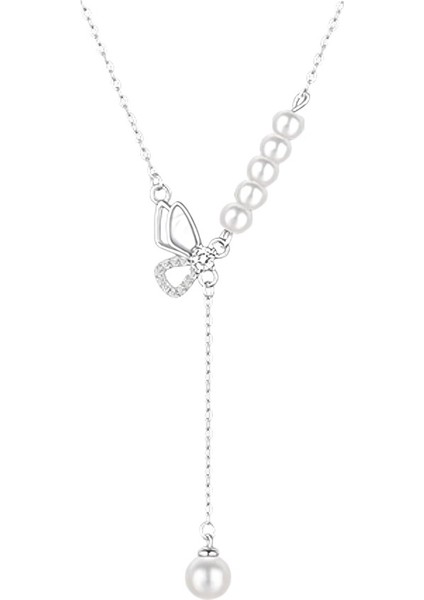 Kadınlar Için 925 Ayar Gümüş Kelebek Püskül Kolye, Köprücük Kemiği Zinciri, Sonbahar/kış Kazak Zinciri (Yurt Dışından)