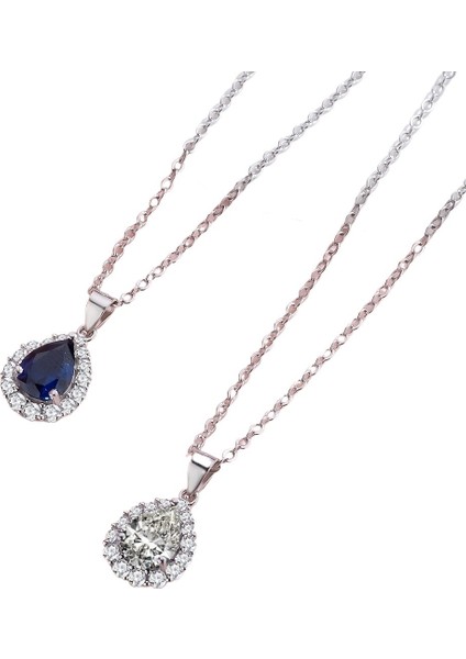 Süper Parıltılı Safir Safir Köprücük Kemiği Zinciri/gerdanlığı ile S925 Ayar Gümüş Damla Kolye (Yurt Dışından) fiyatları