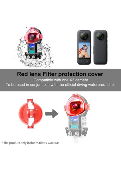 INSTA360 X3 Dalış Kasası Için Dalış Filtresi, Tüplü Dalışta Renk Düzeltmesi, Şnorkel ve Sualtı Fotoğrafları Videolar, Kırmızı (Yurt Dışından) indirimleri