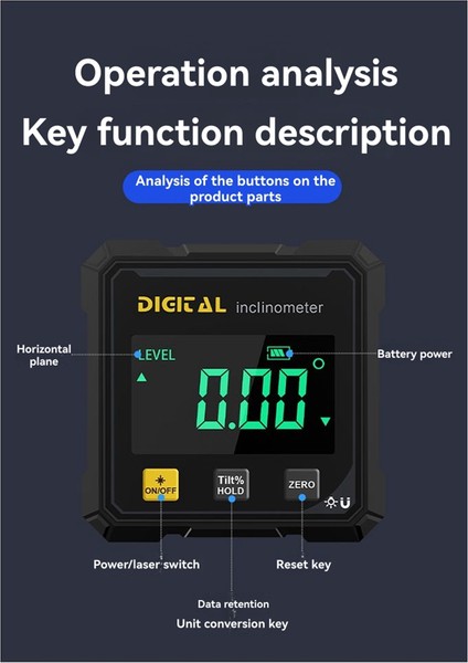 Ağaç Işleme Araçları 4 Taraflı Manyetik Çift Lazer Inklinometre Dijital Açı, Eğim Ölçümü ile Ölçüm Aleti (Yurt Dışından) fiyatları