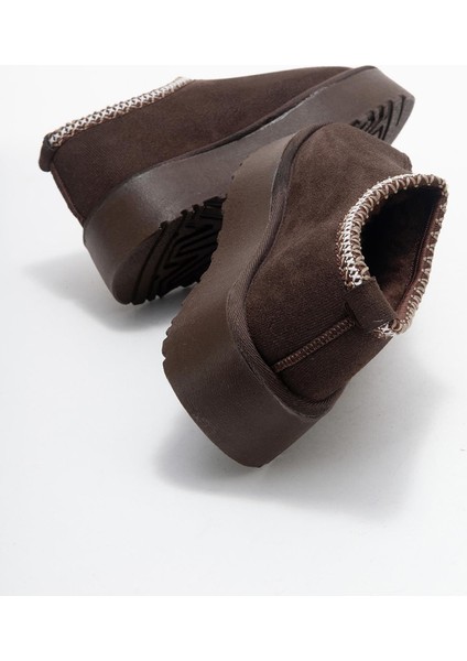 Yüksek Tabanlı Kısa Mini Bot Kahve