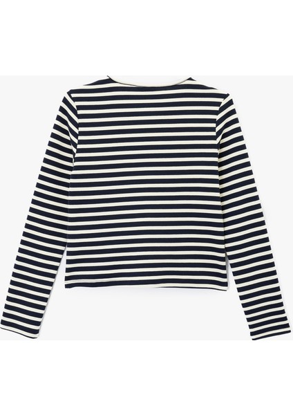 Düğmeli Pamuklu Uzun Kollu Bisiklet Yaka Çizgili Hırka fiyatları