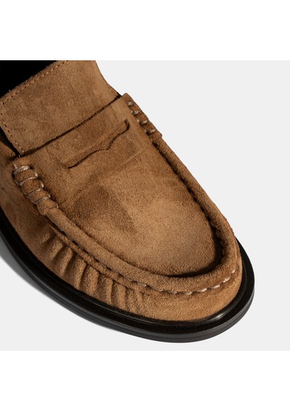 Kadın Taba Süet Deri Loafer