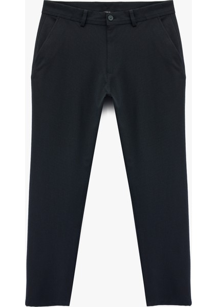 Viskon Karışımlı Cepli Düğmeli Slim Fit Kumaş Pantolon