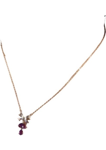 Kadınlar Için S925 Ayar Gümüş Fırçalanmış Fiyonk Kolye, Püskül, Doğal Kristal Kolye Ucu, Köprücük Kemiği Zinciri (Yurt Dışından)