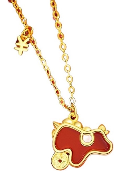 Kırmızı Akik Tek Boynuzlu At Kolye ve Gümüş Kaplama Şirin At Kolye (Yurt Dışından)