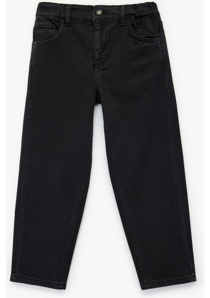 Pamuklu Beli Lastikli Rahat Kesim Denim Pantolon