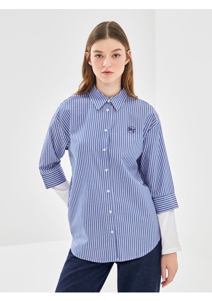 Yeni Sezon Çizgili Oversize Kadın Gömlek Tunik