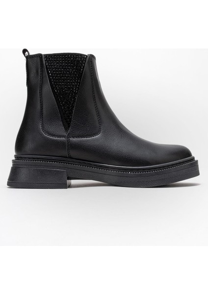 Kadın Taş Taşlı Postal Siyah Cilt fiyatları