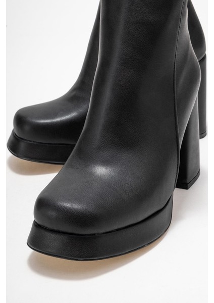 Kadın Platform Taban Bot Siyah Cilt fiyatları