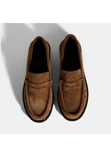 Kadın Taba Süet Deri Loafer