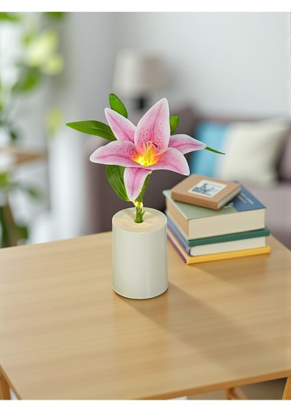 Asil Zarafetin Işığı Pembe Zambak (Lilyum) Dekoratif Lamba fiyatları