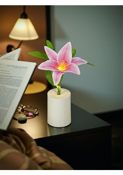 Asil Zarafetin Işığı Pembe Zambak (Lilyum) Dekoratif Lamba modelleri