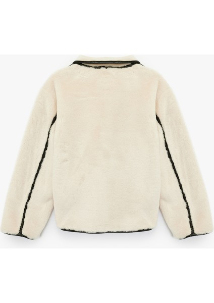 Dik Yaka Kaban Peluş Biye Detaylı Düğmeli Uzun Kollu indirimleri