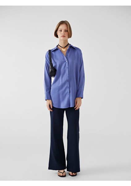 Yeni Sezon Çizgili Saten Kadın Gömlek Tunik fırsatları