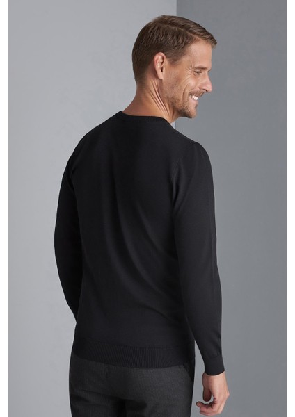 Siyah Slim Fit Dar Kalıp Bisiklet Yaka Düz Uzun Kollu Triko modelleri