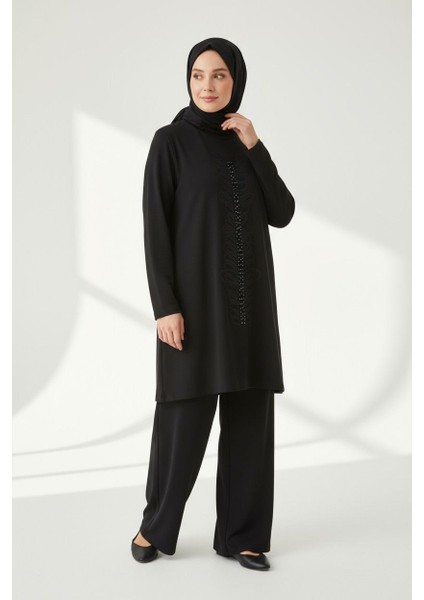 Büyük Beden Işlemeli Pant. Ikili Takım - MDS005555TKM