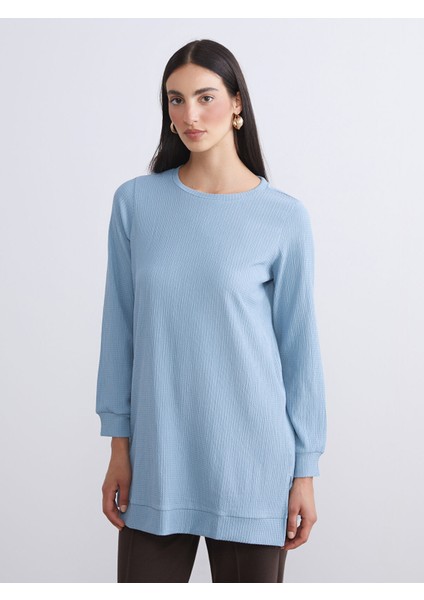 Yeni Sezon Bisiklet Yaka Dokulu Kadın Tunik