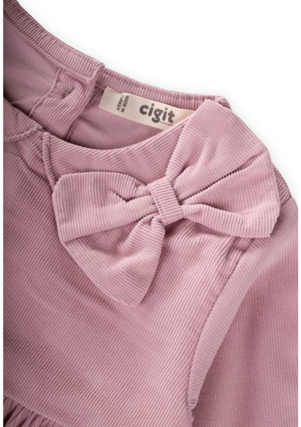 Kadife Elbise 1-8 Yaş Pudra Pembe modelleri