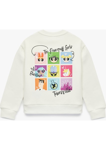 Powerpuff Girls Baskılı Uzun Kollu Bisiklet Yaka Lisanslı Oversize Sweatshirt fiyatları