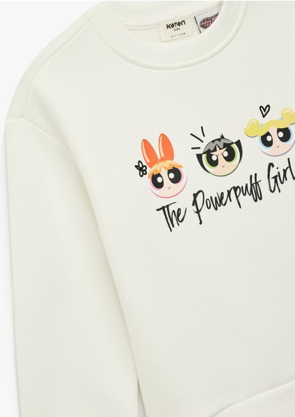 Powerpuff Girls Baskılı Uzun Kollu Bisiklet Yaka Lisanslı Oversize Sweatshirt modelleri