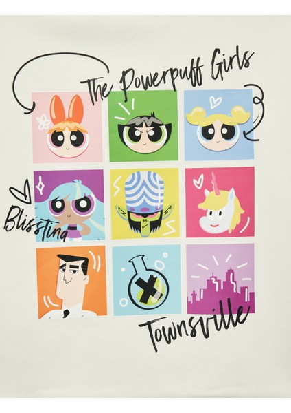 Powerpuff Girls Baskılı Uzun Kollu Bisiklet Yaka Lisanslı Oversize Sweatshirt fırsatları