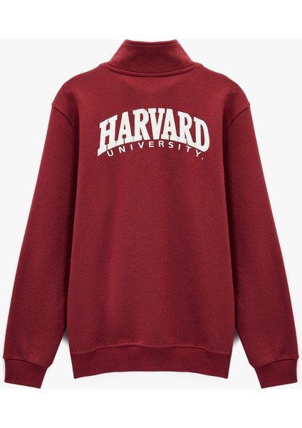 Uzun Kollu Yarım Fermuarlı Dik Yaka Nakışlı Lisanslı Harvard Sweatshirt fiyatları