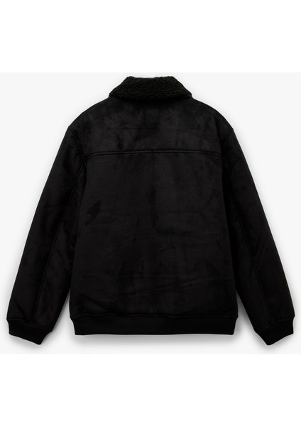 Peluş Yaka Fermuarlı Slim Fit Uzun Kollu Kışlık Suni Süet Ceket fiyatları