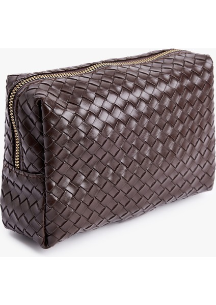 Fermuarlı Örgü Desenli Makyaj Çantası fiyatları