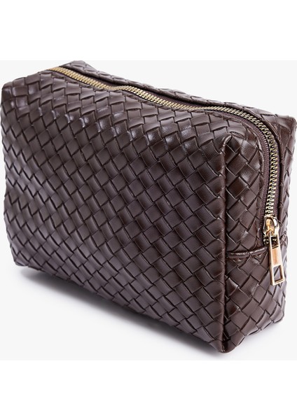 Fermuarlı Örgü Desenli Makyaj Çantası modelleri