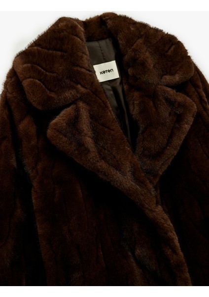 x Melis Ağazat - Suni Kürk Kaban Düğmeli Uzun Kollu Cepli indirimleri