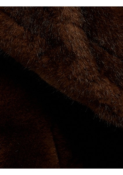 x Melis Ağazat - Suni Kürk Kaban Düğmeli Uzun Kollu Cepli